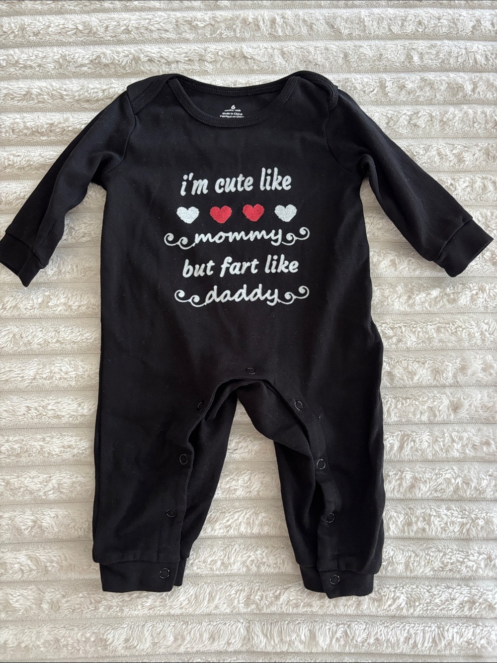 Black Baby One-Piece Romper - Cute Like Mommy